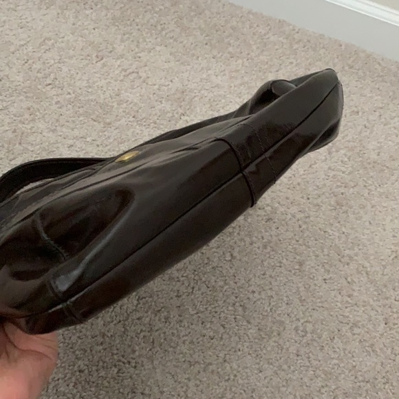 NWT COACH Factory Dark Brown Patent Leather Hobo Shoulder Bag - Picture 11 of 13